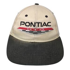 Pontiac GTO Strapback Hat Beige One Size Embroidered Colorblock 6 Panel